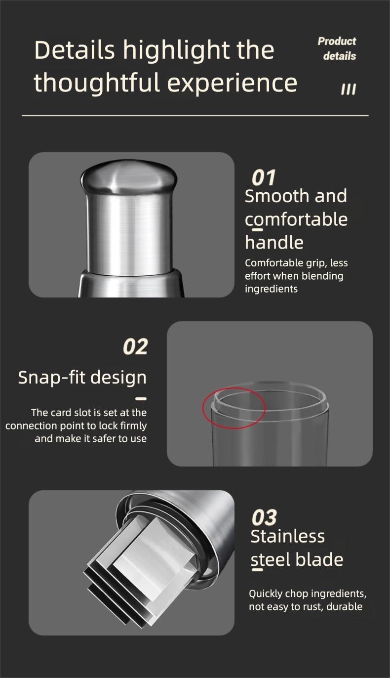 One-Push Garlic Chopper - Multi-function Kitchen Tool for Mincing Garlic, Ginger, Nuts - Thick 304 Stainless Steel, No Slip Grip