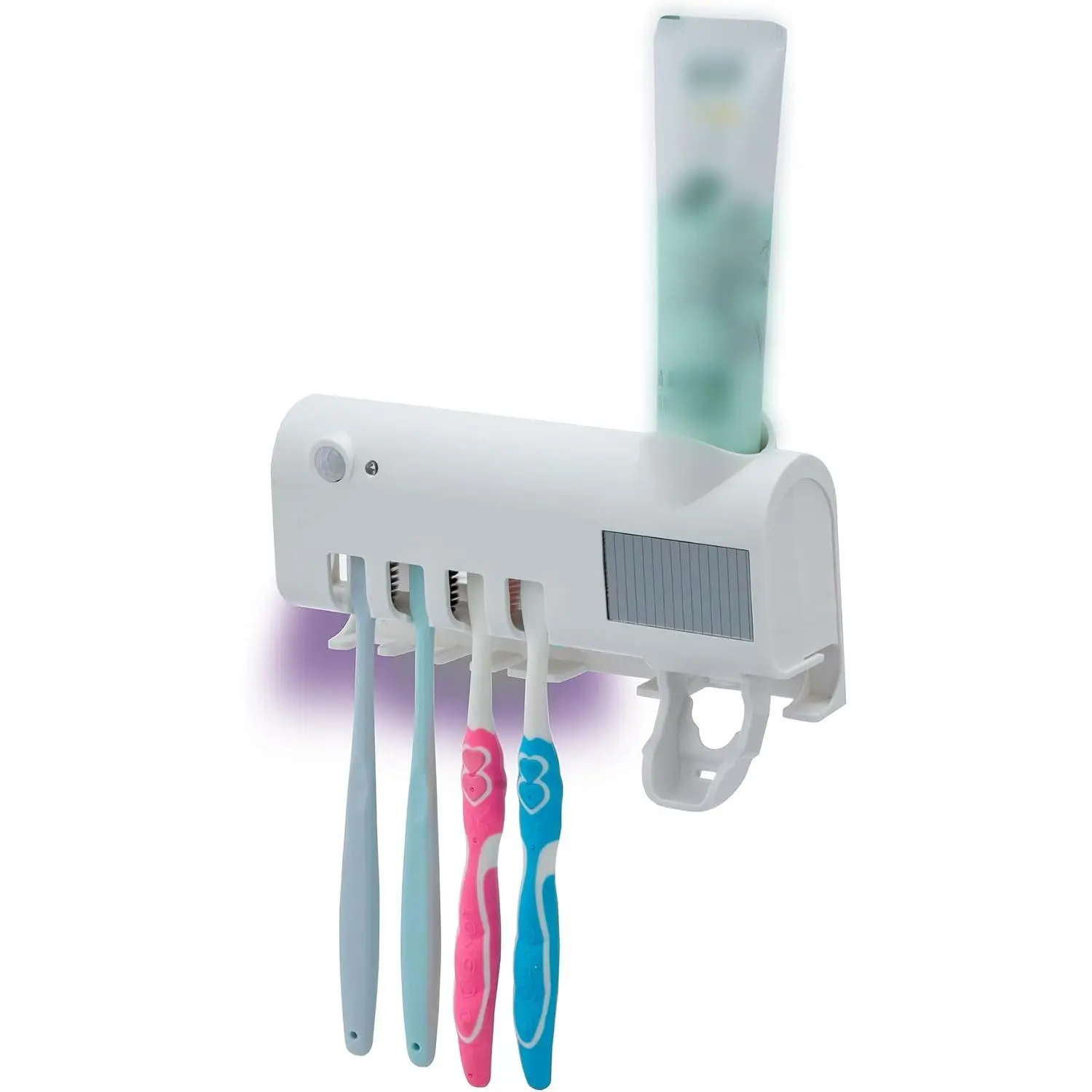 UV Toothbrush Cleaner Wall-Mounted Toothbrush Holder with UV Light and Rechargeable Battery, Helps Reduce Bacteria and Maintain Toothbrush Cleanliness, Smart Timer Function