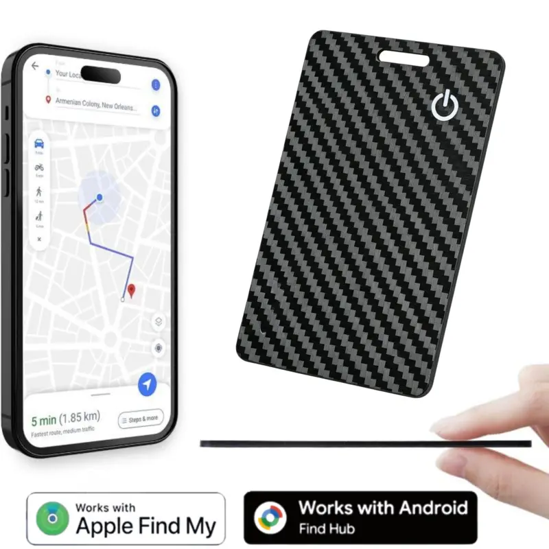 Find My & Android Find Hub Compatible Slim Tracker Card | Anti-Lost, Rechargeable, Waterproof