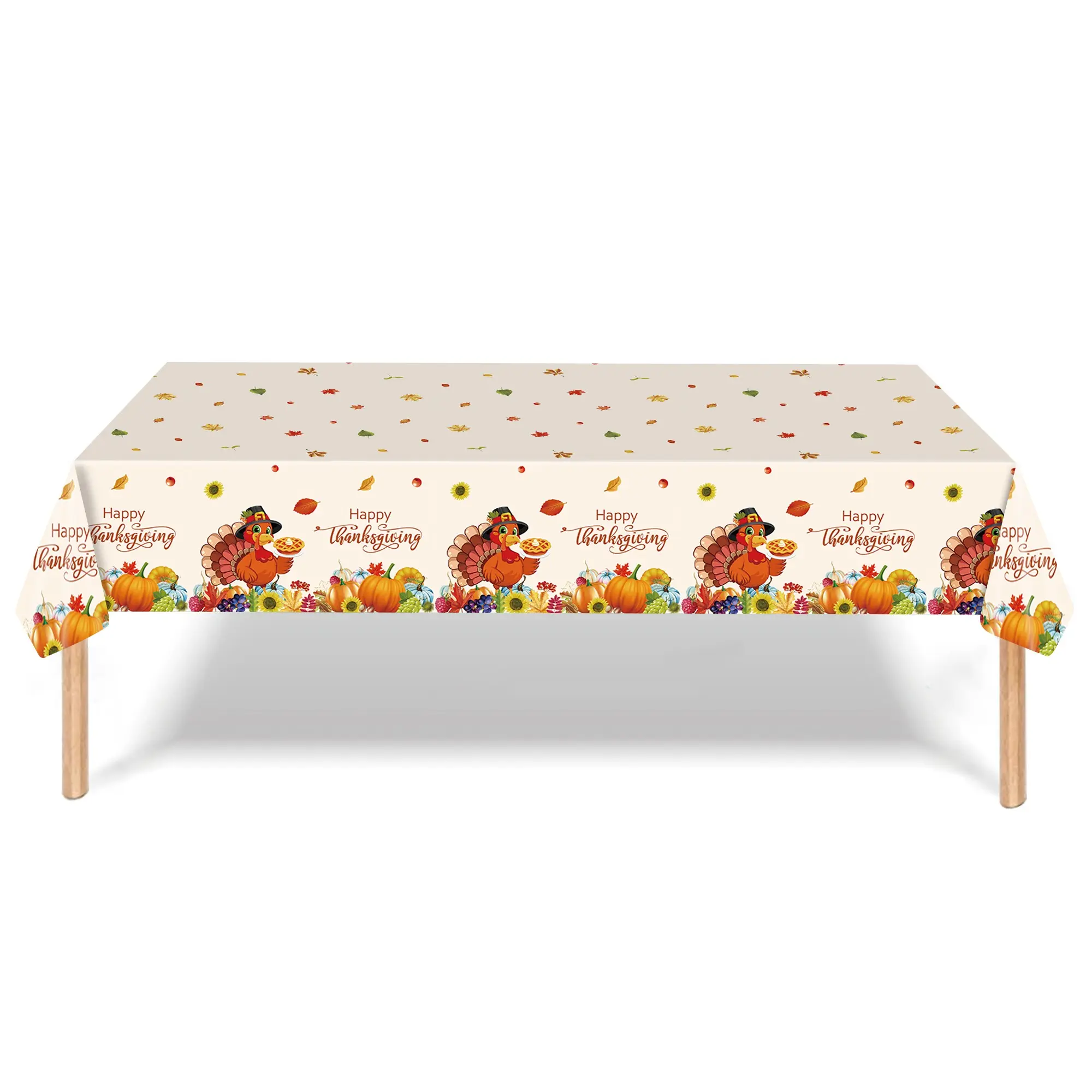 Thanksgiving Turkey Pumpkin Theme Tablecloth, Waterproof Plastic Disposable Table Runner, Perfect for Thanksgiving Dinner, Family Gatherings, Fall Parties