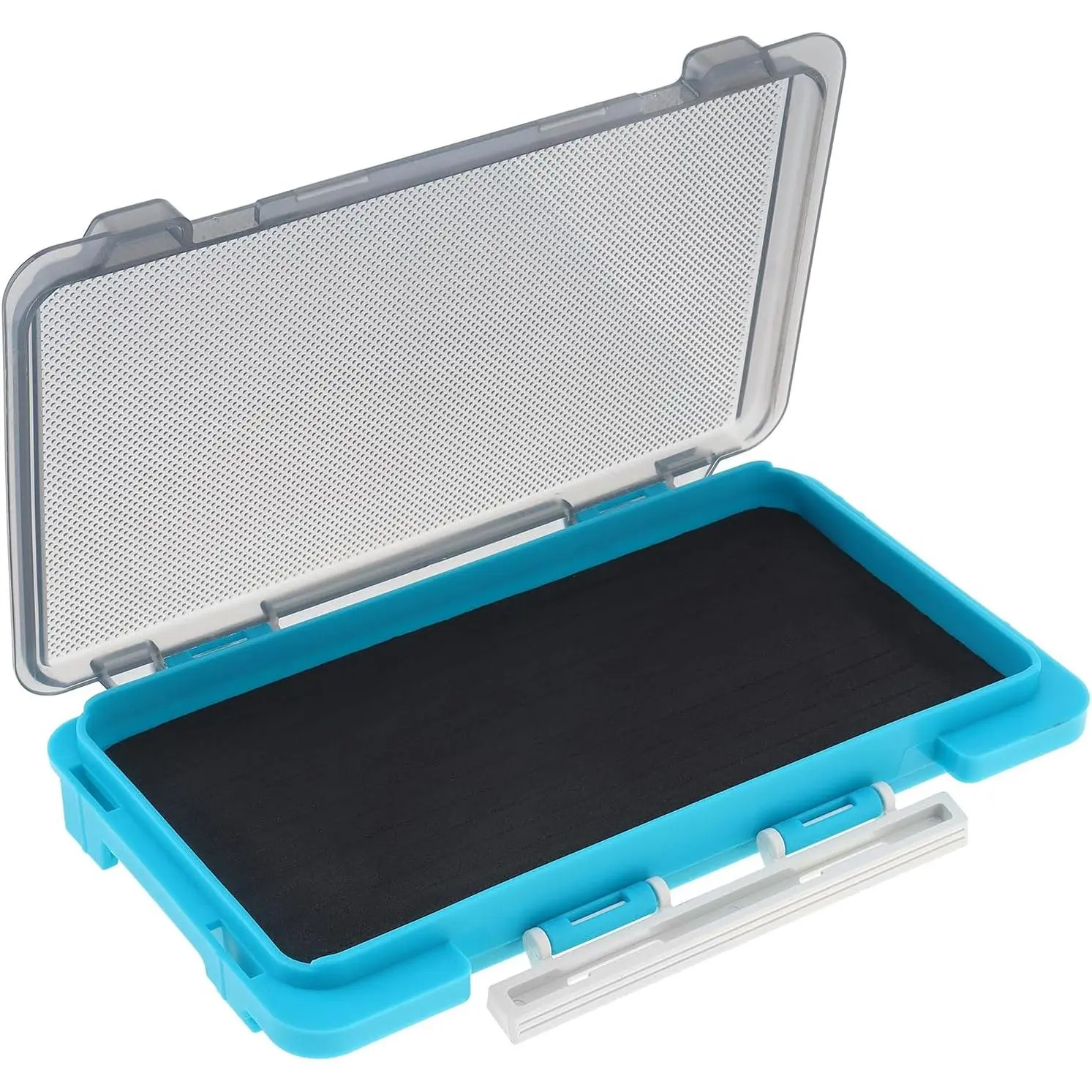 Fishing Tackle Box Slit  Case, Super Slim Fishing Lures Jig Box Hooks Spinners Spoons Storage Tackle Tray, (6.8 * 3.8 * 0.8inch) (Blue)