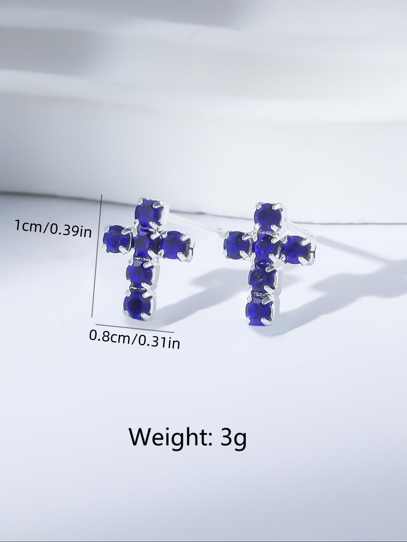 Rhinestone Decorated Cross Design Stud Earrings, Elegant Cubic Zirconia Jewelry for Party, Daily Clothing Decor, Trendy All-match & Exquisite Jewelry for Birthday Gift, Girl Accessories, Studded Cross Earrings, Ear Studs
