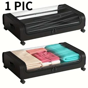 Oxford Cloth Under-Bed Storage Bin with Wheels — Easy-to-Move Organizer for Toys, Shoes, Clothing, and Bedding