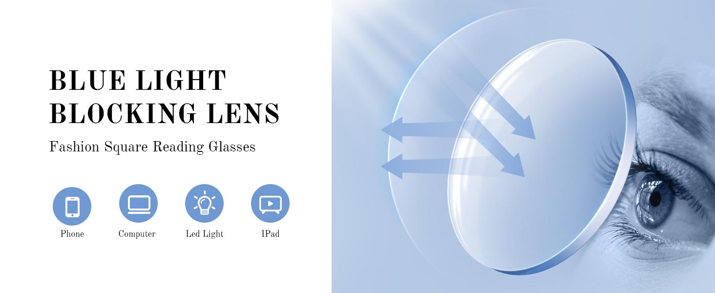 Oprah Reading Glasses for Women-Blue Light Blocking Fashion Readers with Spring Hinge Square Eyeglasses