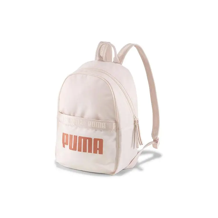 PUMA Solid Logo Zip-Up Fabric Backpack for Women, Casual Style in Pink