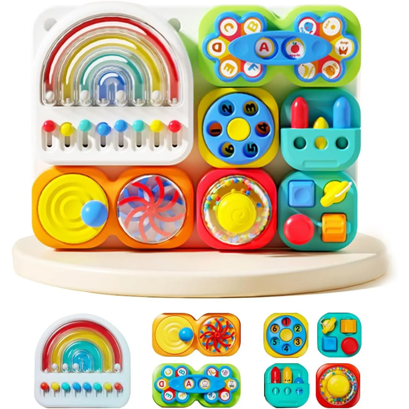 Busy Board 3.0 Detachable & Assemblable Educational Sensory Toy for Toddlers 1-6 Portable Learning Activity Board with 7 Travel-Friendly Tools, Fine Motor Skills Development