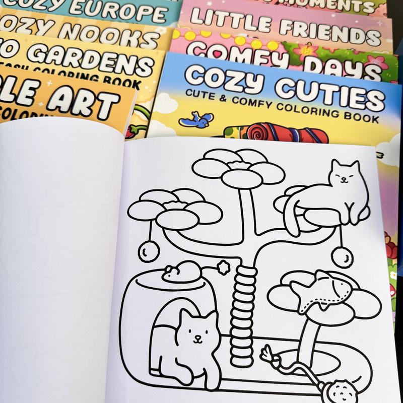 12-Piece Thick Coloring Book Set with 36 Colors, Coloring Book Markers, Cute Designs, Multiple Themes, Perfect for Daily Leisure & Holiday Gifts