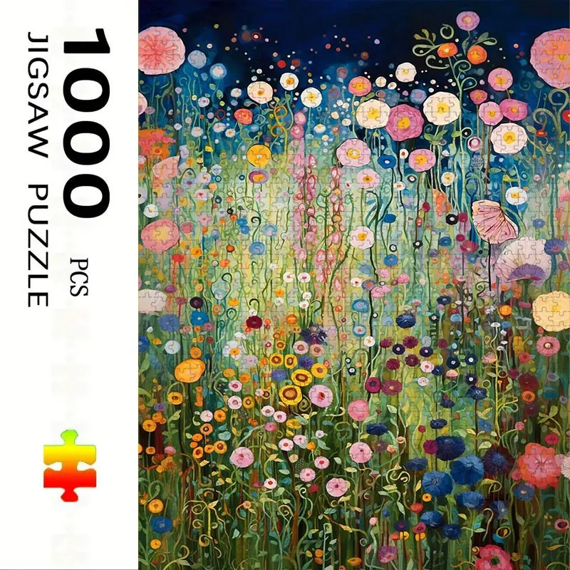 1000 Piece Abstract Flower Puzzle, Large Adult Family Interactive Toy, DIY Home Decor Brain Challenge, Festive Design, Durable Puzzle