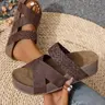Women's New Slip-On Thick Bottom Beach Fashion Sandals, Braided & Crisscross Sandals Cross Design, Casual Solid Color Slippers for Summer Footwear for Beach