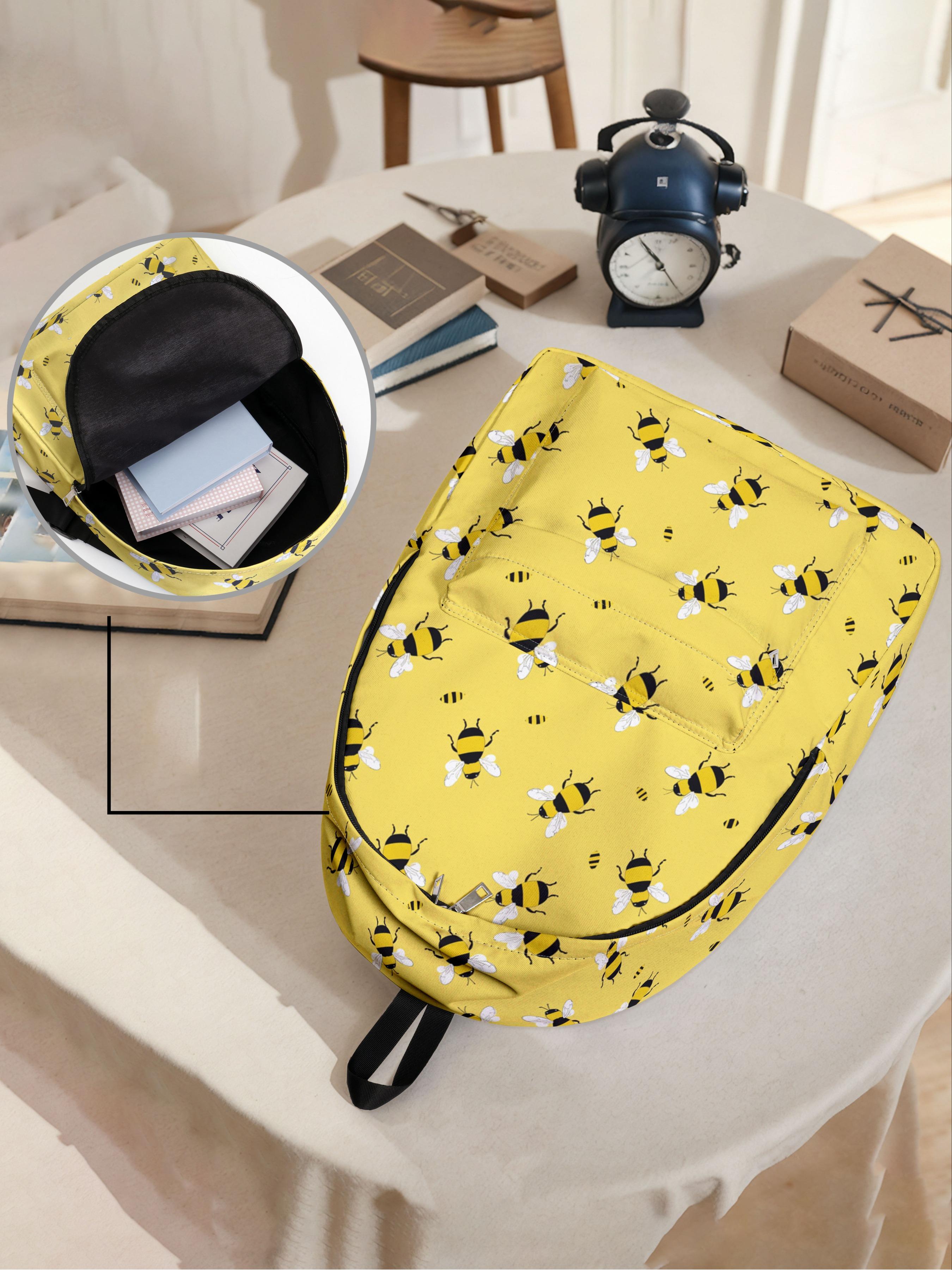 Bee Pattern Printed Backpack, Fun Design for Everyday Use, Spacious Storage for School, Business, Travel, All Season Casual Style