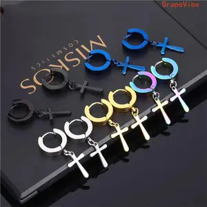 Cross Earring Set with Synthetic Gems, Polished Glossy Lightweight Multi-Color Minimalist Earrings for Daily Wear (Sports & Outdoor, Fan Shop, Gaming Accessories)