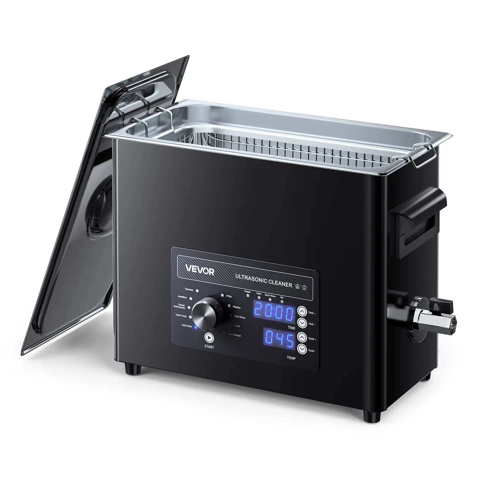 VEVOR 6L Ultrasonic Cleaner, Professional Ultrasonic Cleaner Machine with Knob Control, Stainless Steel Cleaning Machine with Basket and Cleaning Ball, for Watches, Razors, Jewelry, Coins and More