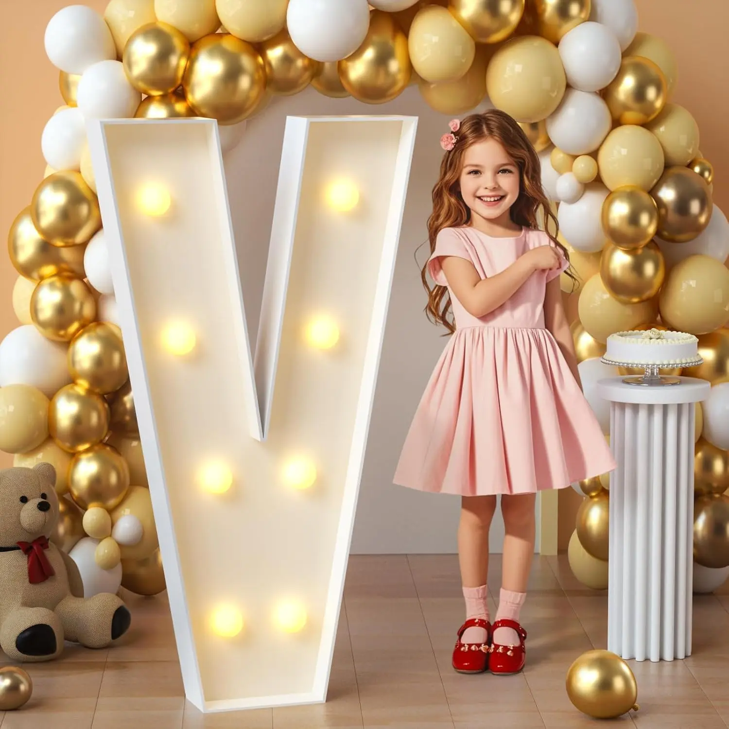 Marquee Letters, 3FT Light Up Letters V with Light for Party Decor