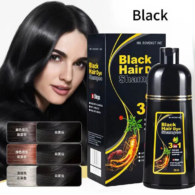 3-in-1 herbal hair dye shampoo contains ginseng extract - hair care, covers gray hair, no-bleach formula, home-use hair dye shampoo, semi-permanent hair dye, no need to bleach hair, suitable for back-to-school season