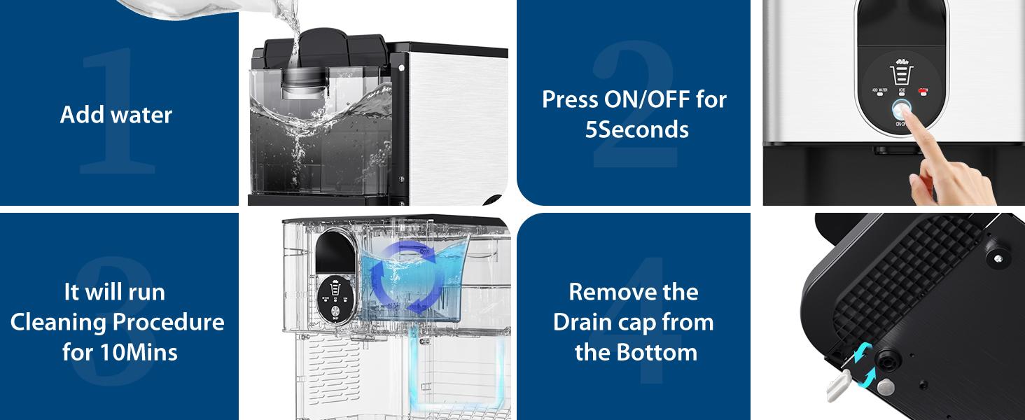 COWSAR Nugget Ice Maker Dispenser, Self Dispensing Pellet Ice Maker, 44lbs/24H, 15Mins Quick Ice Make, 3.3lbs Ice Storage, Ice Full Indicator, Self-Cleaning, Home, Kitchen, Bar, Party Silver