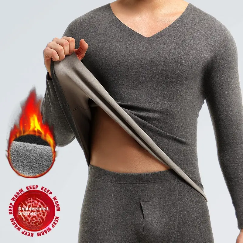 Winter Thick Fleece Lined Mens Thermal Long Johns Slim Fit Cold Weather Undersuit