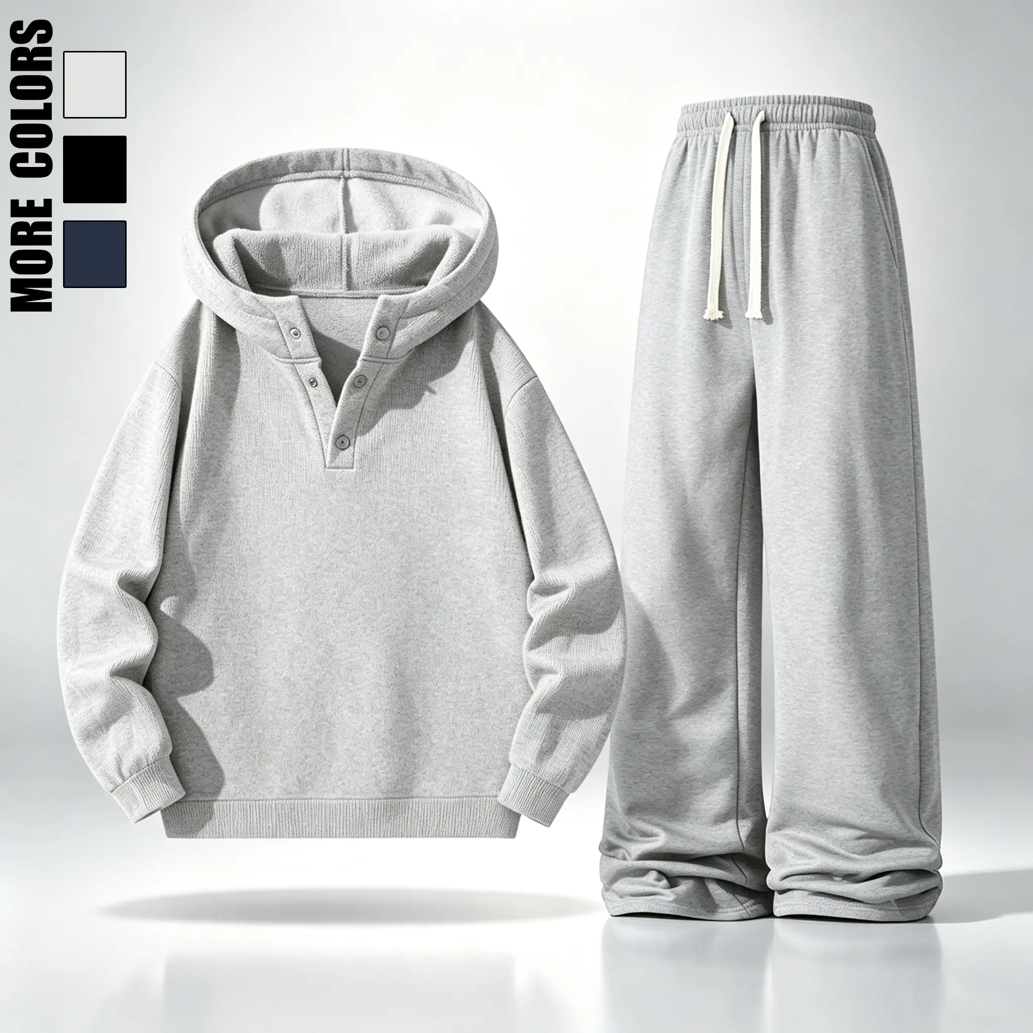 Hoodie set for men's and women's casual sports suit hooded sweatshirt two-piece set loose sports pants sweatpants simple solid color