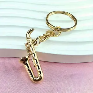 Mini Saxophone Keychain Keyring Wind Instrument Pendant Holiday Gift Bag Charm French Horn Clarinet Trombone