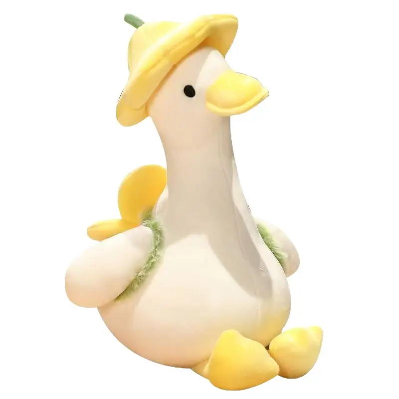 Soft Plush Flower Duck with Petal Headband, Long Strip Comfort Pillow for Sleeping, Adorable Duck Stress Relief Toy