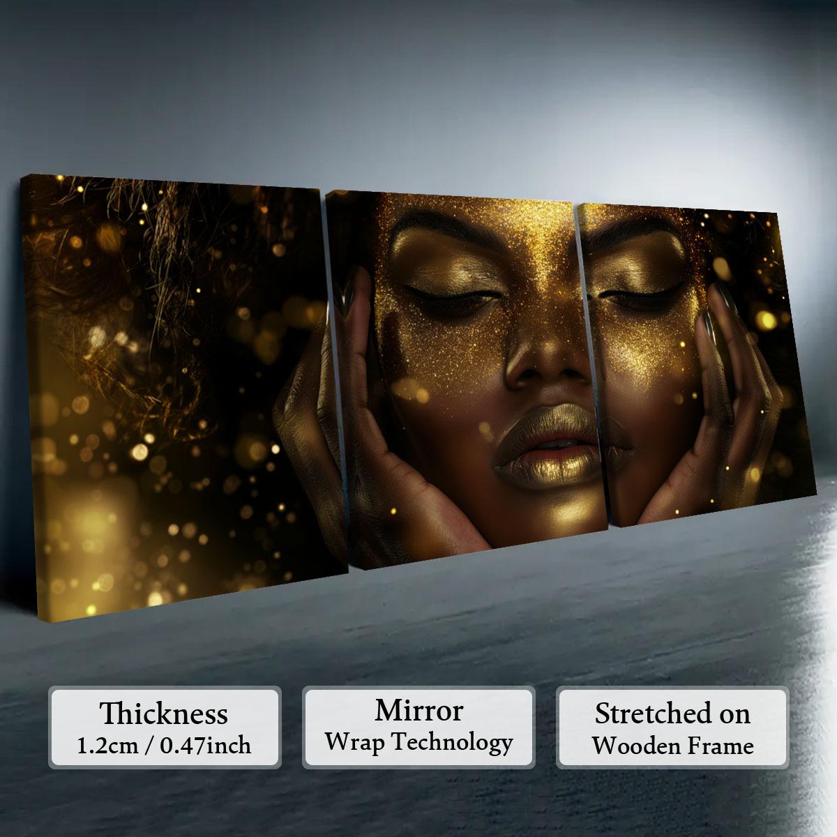 Wooden Framed Canvas Painting, 3 Counts/set Modern Art Wall Decoration, Artistic Fashion Figure Pattern Wall Art for Home Living Room Bedroom Office