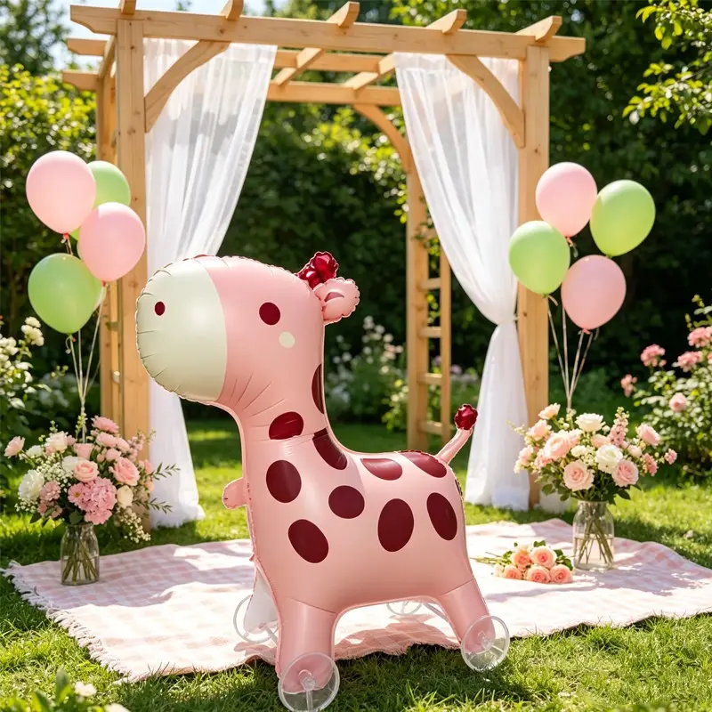 Giraffe Balloon for Birthday Party Decoration, Standing Walking Balloon for Event Gifts, Indoor Outdoor Room Decor