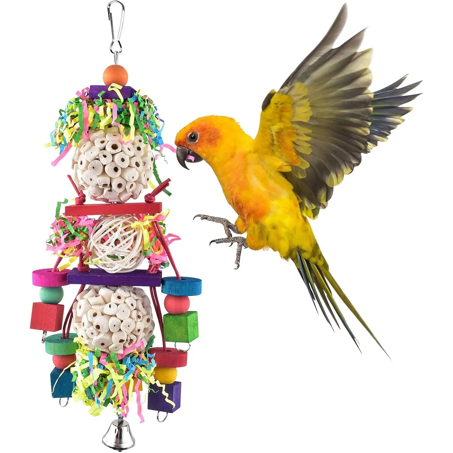 Conure Toys, Bird Parrot  Shredder  Toys  Balls Sepak Takraw with  for Small Parrots Parakeets Conures Cockatiels Love Birds Cage