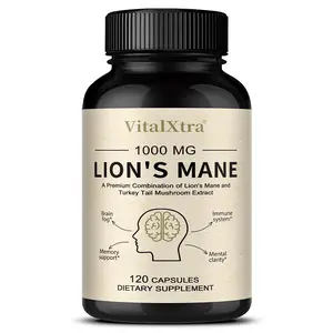Lion Mane Health Supplements, supporting brain attention and memory, 120 capsules.