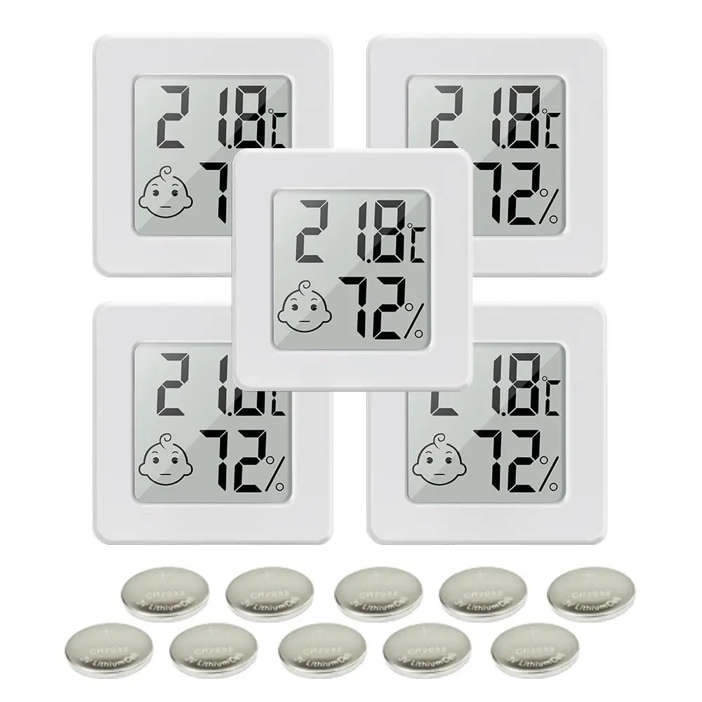 2-Pack Compact Mini Thermometer Hygrometer Set, Digital Gauge with Wall Mounting for Bedroom, Greenhouse (Temperature & Humidity Measuring Instrument for Tools & Hardware Use)