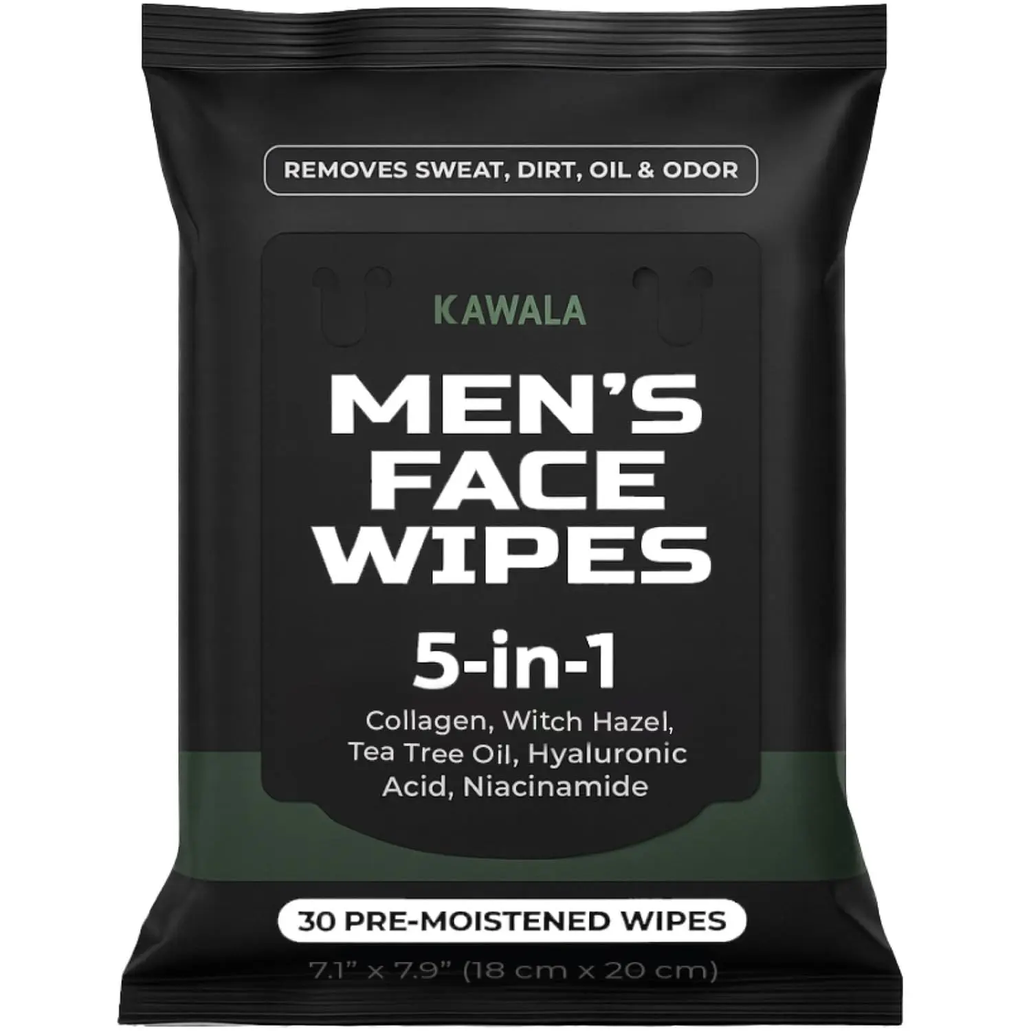 Face Wipes for Mens 5-in-1 Anti-Aging Facial Cleansing Sweat Wipes for Skin Care with Collagen, Witch Hazel, Tea Tree Oil, Hyaluronic Acid, Niacinamide for Oily or Acne-Prone Skin Woodsy ScentGift.