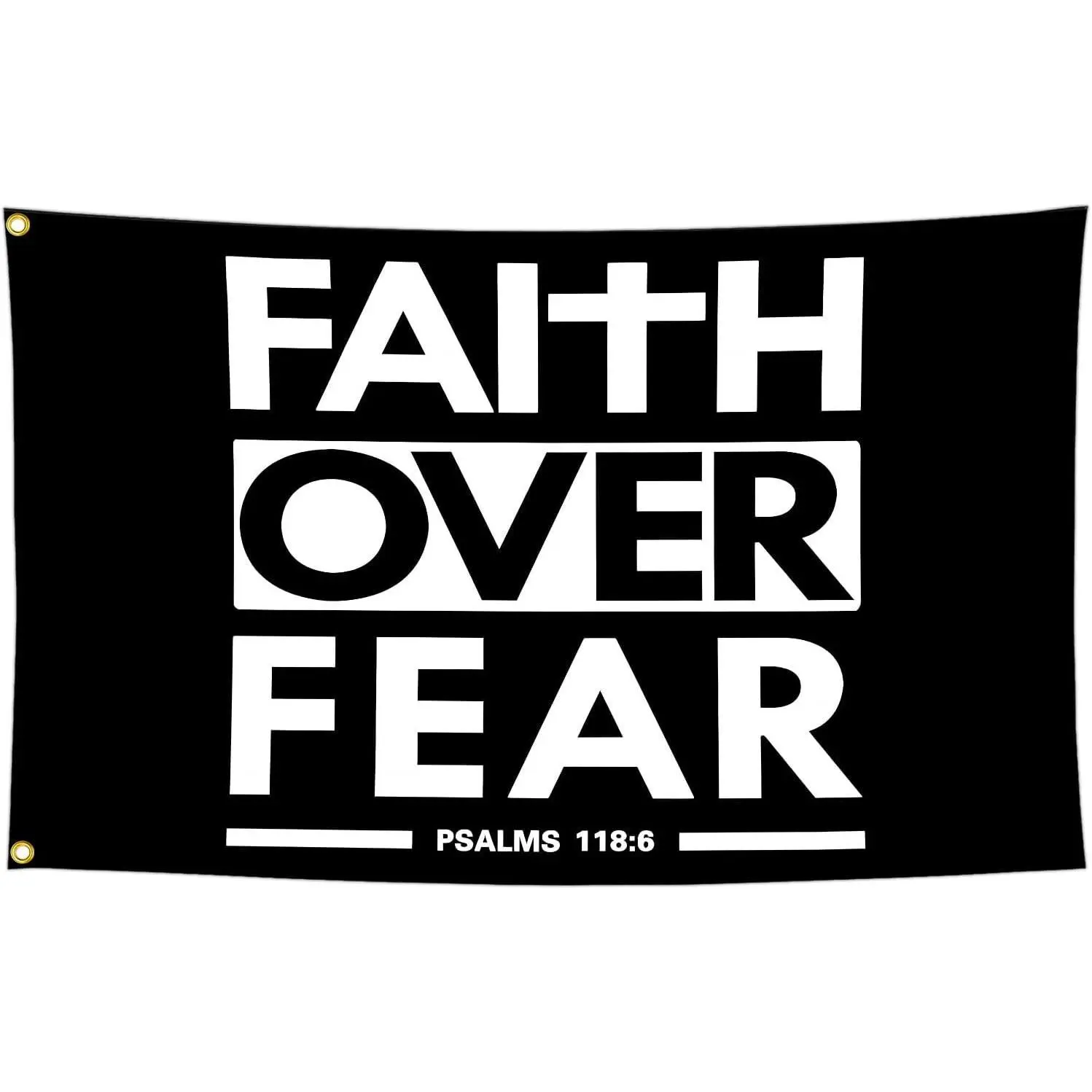 Faith Over Fear Flag Jesus Christian Bible Scripture Verse Flags 3x5 Outdoor Funny Tapestry Flag Inspirational Gym Motivational Flags for Home Gym College Dorm Room Office Wall Banner Decor