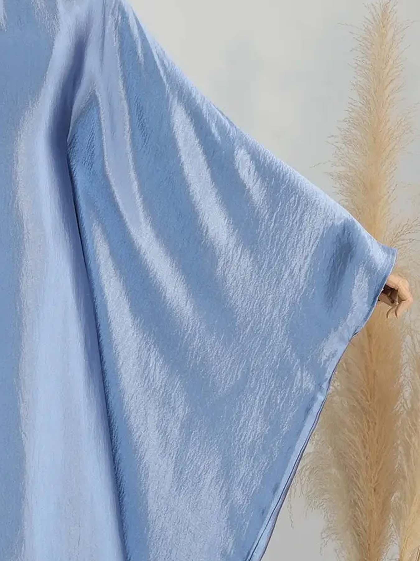 Women's Solid Color Abaya Dress without Scarf, Modest Long Sleeve Round Neck Abaya for Daily Wear, Ladies Islamic Clothing for All Seasons