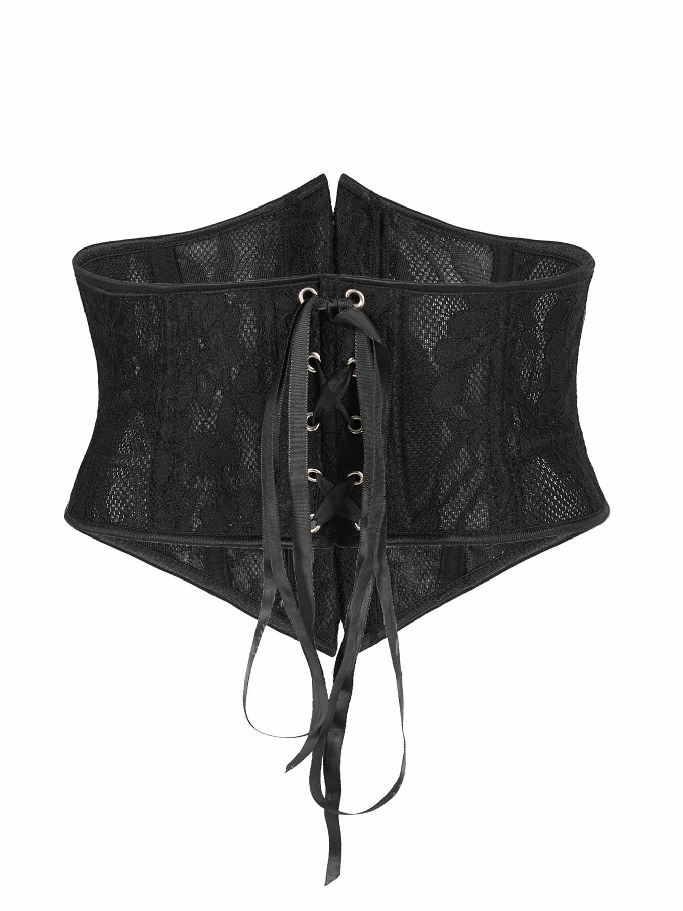 Women's Solid Color Floral Lace Front-Closure Waist Trainer, Comfortable Breathable Lace Up Tummy Control Shaper, Waist Cincher for Women for Women, High Waist Shapewear, Lace Corset