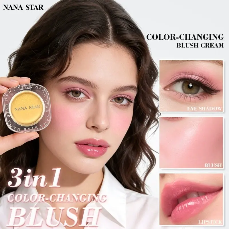 NANA STAR Color-Changing Blush Cream 3-in-1 Cheek Eyes Lips Long-Lasting Hydrating Glow K-Beauty Everyday Versatile Makeup