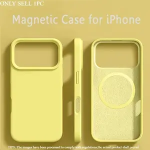 Magnetic Silicone Smartphone Case, Liquid Silicone Magnetic Phone Case, Shockproof Protective Phone Accessories Compatible with iPhone 17 16 15 14 Plus 13 12 Pro Max, Cellphone Cover