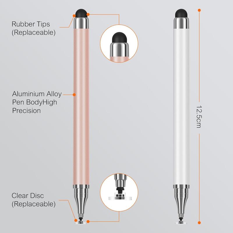 3-Pack Tablets Stylus Pen for  Touchscreen with Precision Disc Tip, 2-in-1 Universal Stylus Compatible with Android, iOS, and Phone-  for Writing, Drawing, and Note-Taking
