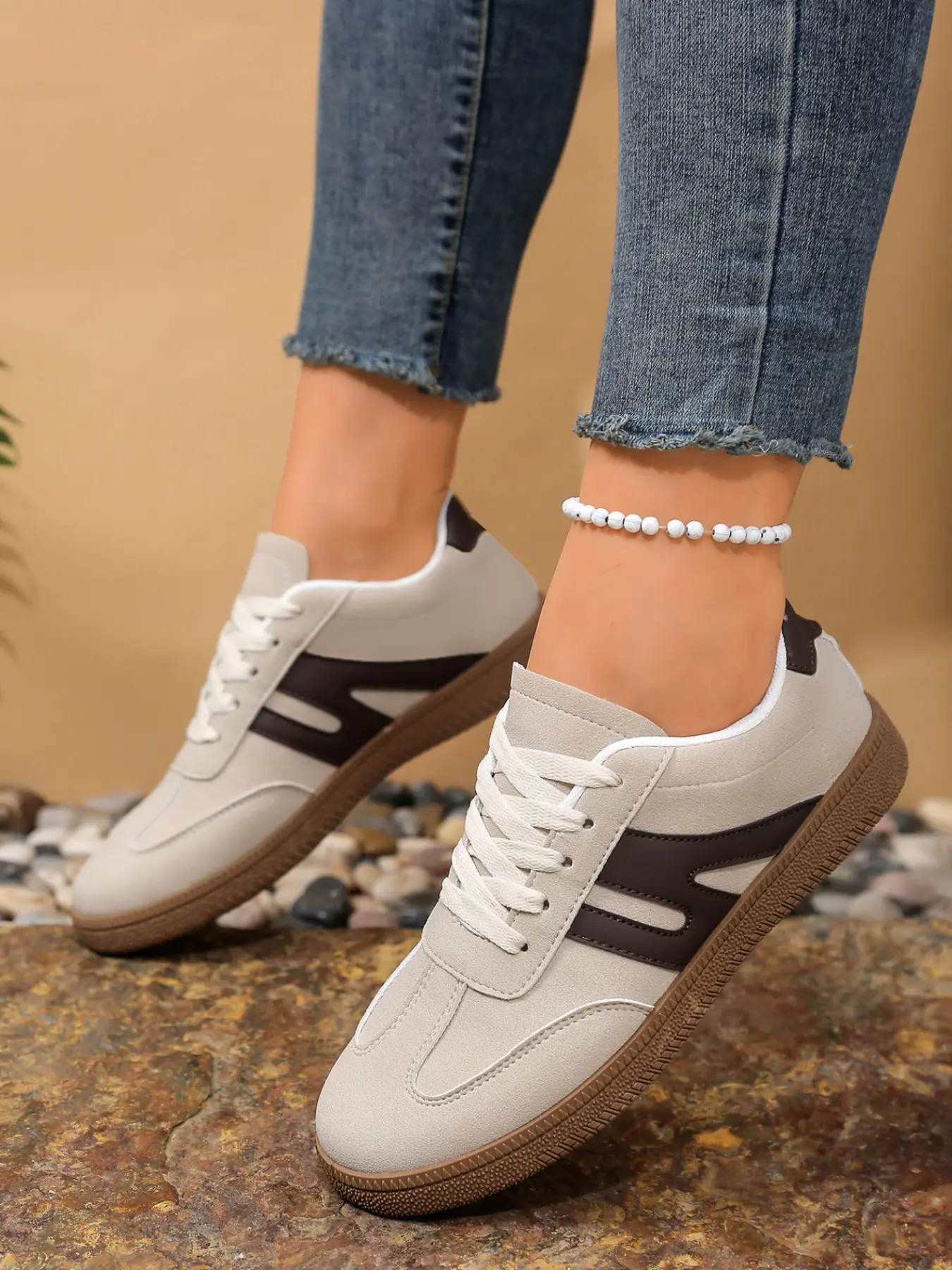Women's Fashion Lace-Up Patchwork Sports Shoes, Low Top Athletic Sneakers, Breathable Comfort Training Shoes, Casual Daily Wear, Fashion Walking Sneakers