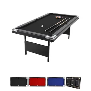 7FT Pool Table for Family or Rec Room – Portable Billiard Table with Balls, 2 Cues, Chalk & Brush – Indoor Compact Game Table