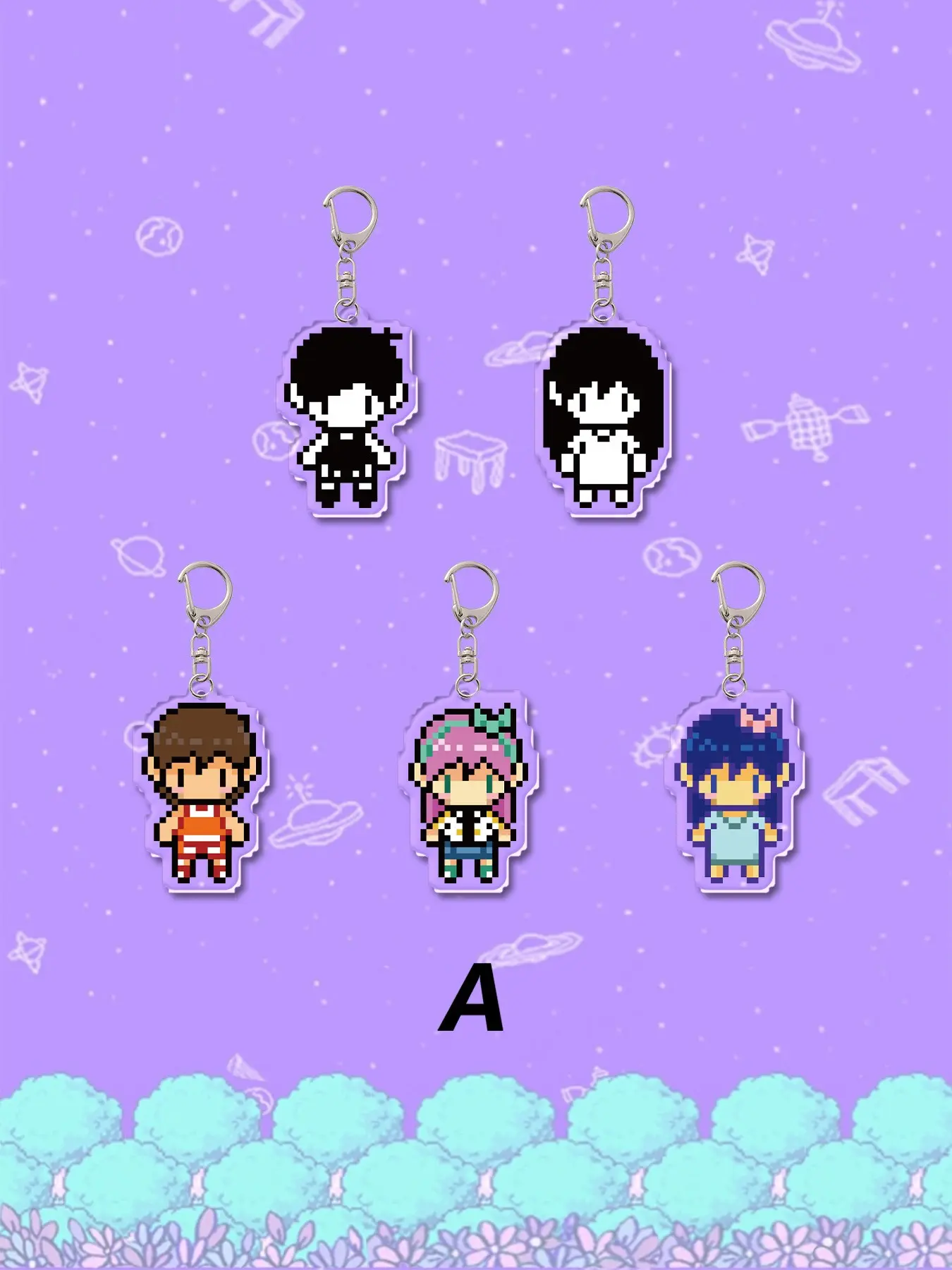 5-Pack Acrylic Mouthwashing Keychains, Cute Cartoon Pixel art style Mouthwashing Game Character Design, Perfect for Backpacks, Wallets, Gifts, All-Season Accessory
