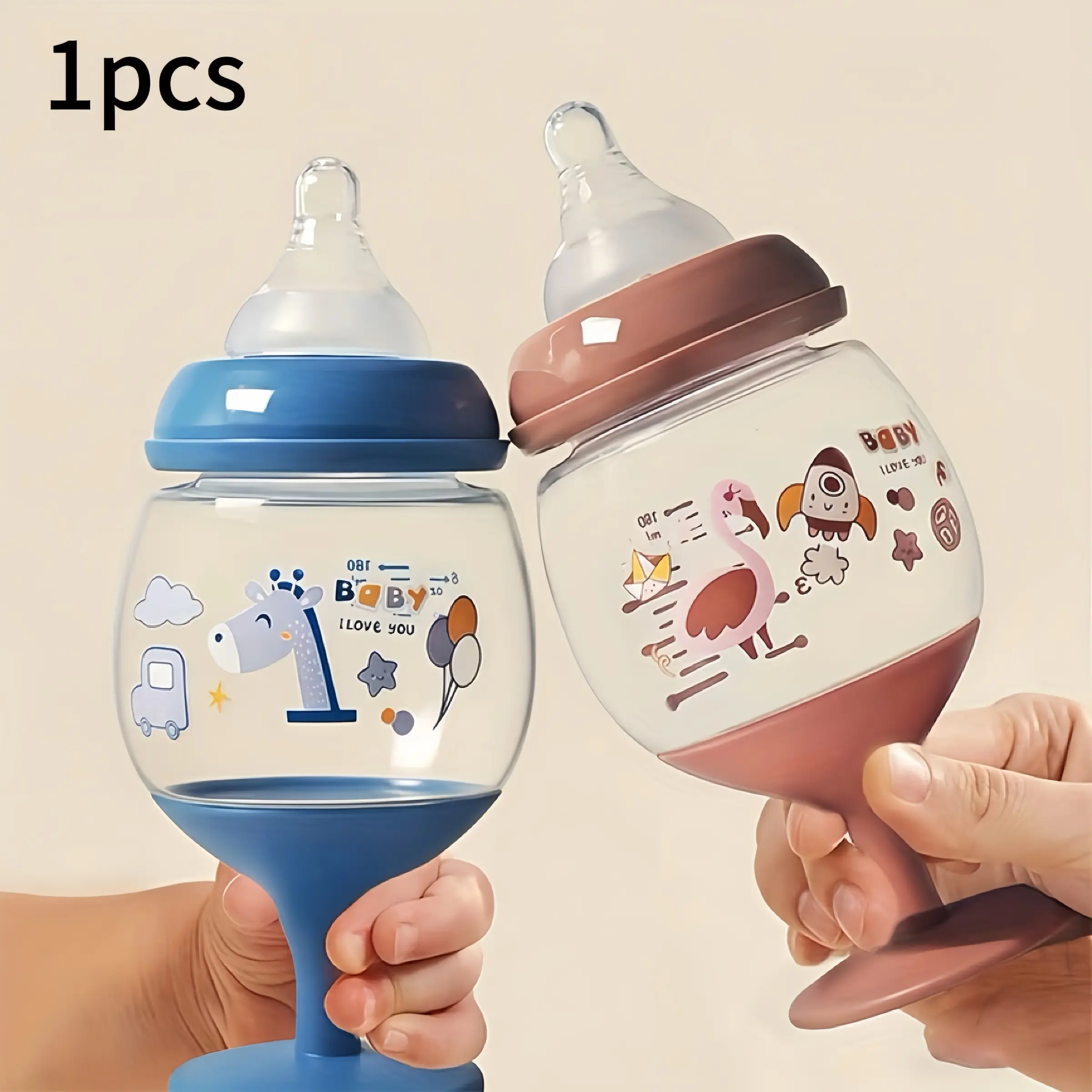 180ML Baby Drinking Cup, Nipple Design, Easy Grip, Shatterproof, Juice Milk Cup, Party Holiday Birthday, Lidded Milk Bottle, Gift