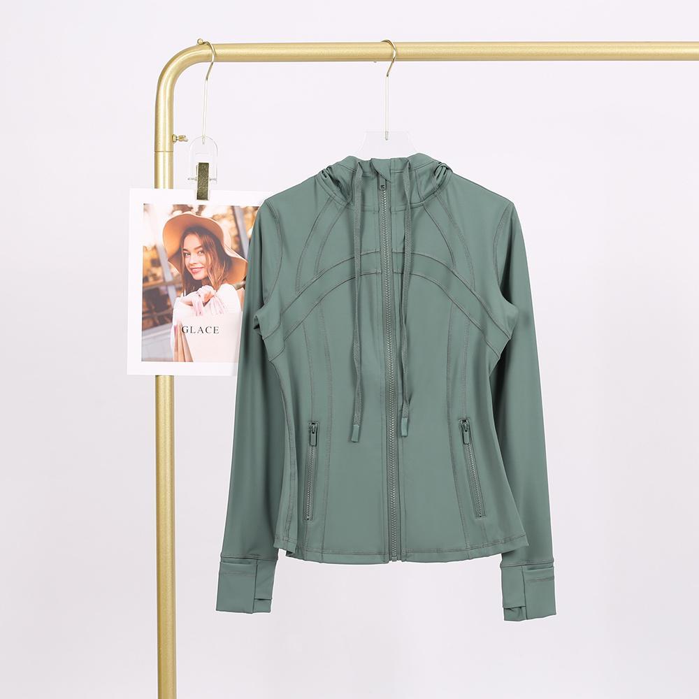 LULU  New hooded jacket for summer, thin, quick drying, slimming, tight fitting, sports and elastic jacket, slim fit