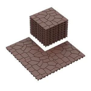 New Stone texture 12" Patio Deck Tiles, DIY Module Interlocking Decking Tiles Floor Tile,Easy and Quick Installation Court Tiles for Porch Poolside Balcony Backyard 44pcs, Brown    RR
