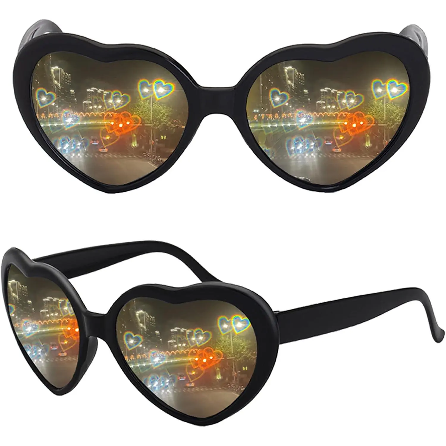 Heart Shaped Sunglasses Heart Effect Diffraction Glasses for Women Men Festival  Party