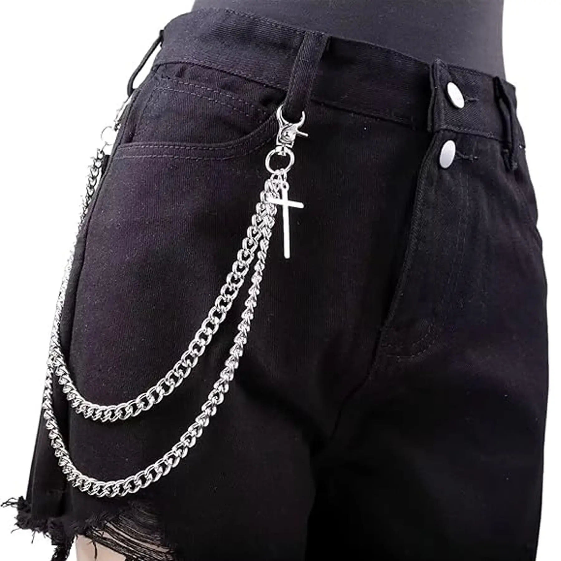 Biker Wallet Chain, Heavy Duty Pocket Chain with Round Clasp, Men Chains for Jeans, Pants Clothing Accessories