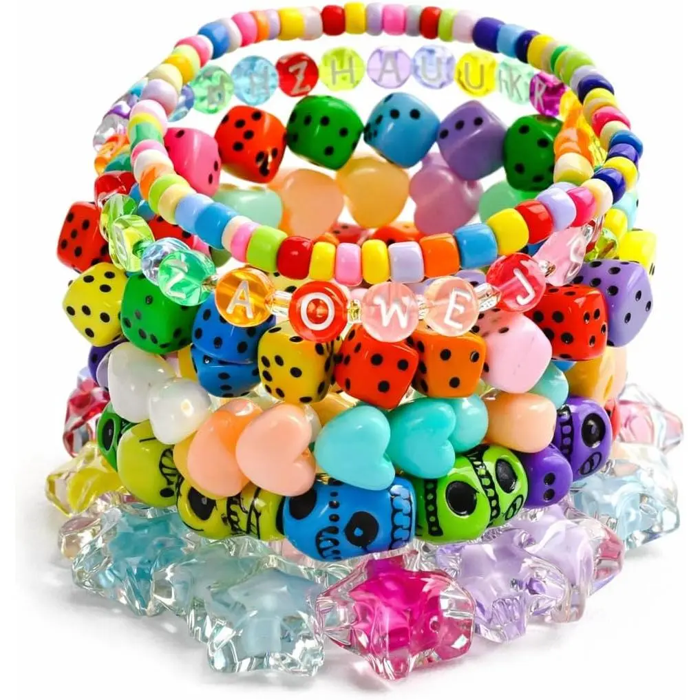 Y2K Accessories Bracelet Set for Teen Girls - 5 Pack Alt Kandi Stackable Bracelets