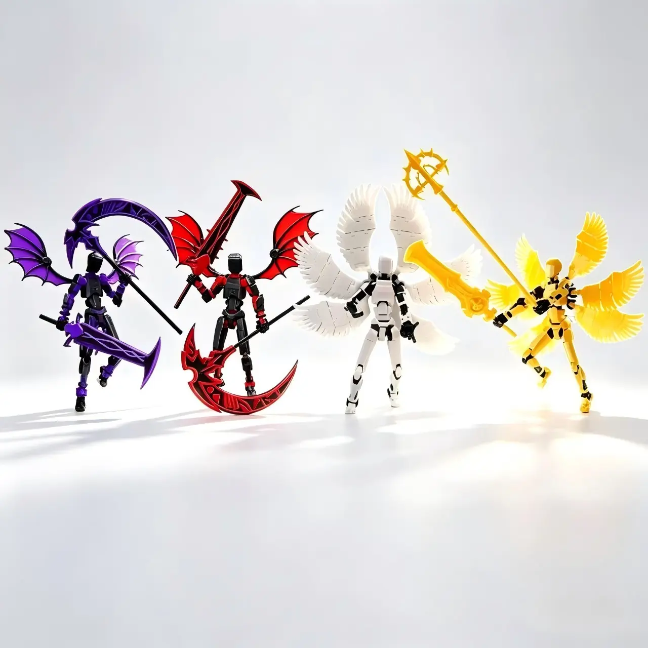4pcs 3D Printed Multi-Jointed Titan 13 Action Figure Set with Weapons, Robot Collection for Desktop Decoration and Gifts