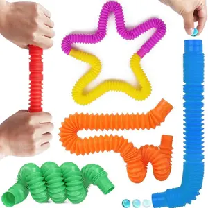 Pop Tubes 8Pack Fidget Toys Sensory Toys for Stress Anxiety Relief for Children Adults Fidget Tubes Learning Toys for Toddlers