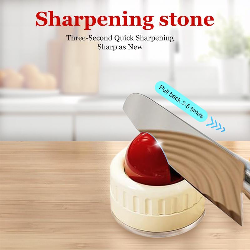 Knife Sharpener | Portable Rapid Knife Sharpener & Kitchen Knife Sharpener (with Suction Base) | for Knives, Scissors, Cleavers & Outdoor Tools | Sharpener (Non-Slip)