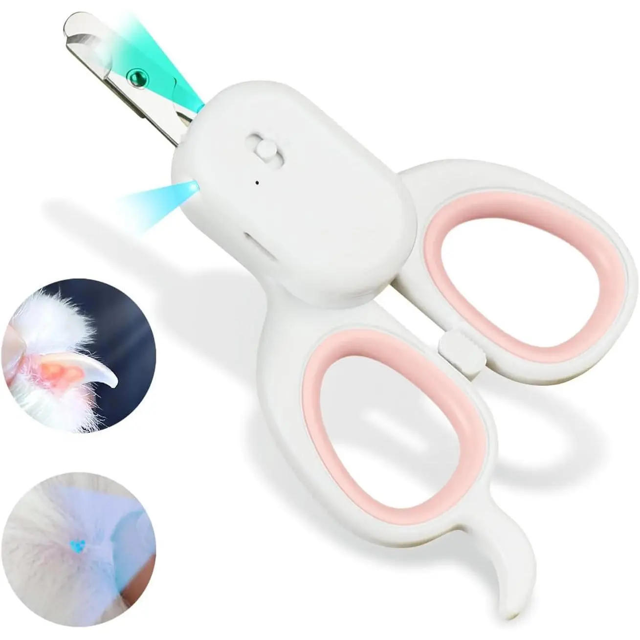 LED Pet Nail Clipper - Angled Blade Claw Trimmer with Built-In Light for Cats, Dogs and Small Animals