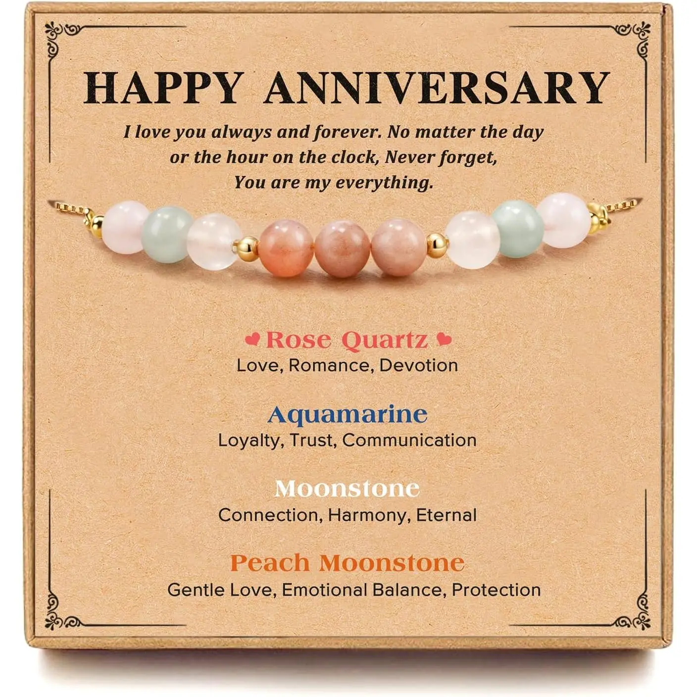 Meaningful Moonstone Bracelet,   Gifts, Anniversary Birthday Christmas  for Girlfriend Wife Women