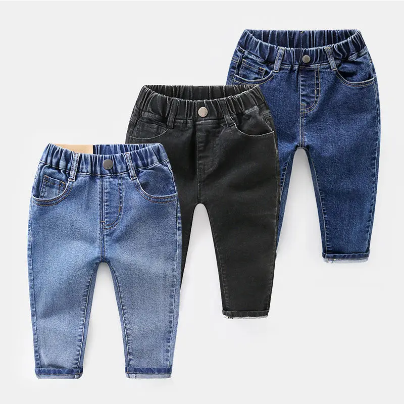 2026 Spring New Arrival, Baby Boy Blue Stretch Jeans, Mid-Waist Design, Comfortable to Wear, Casual and Versatile Pants Infants and Toddlers
